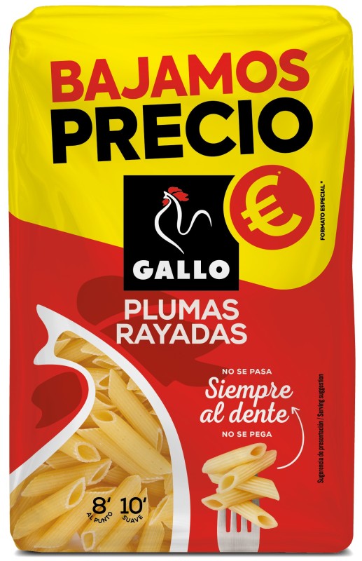PASTA GALLO PLUMA RAYADA 400
