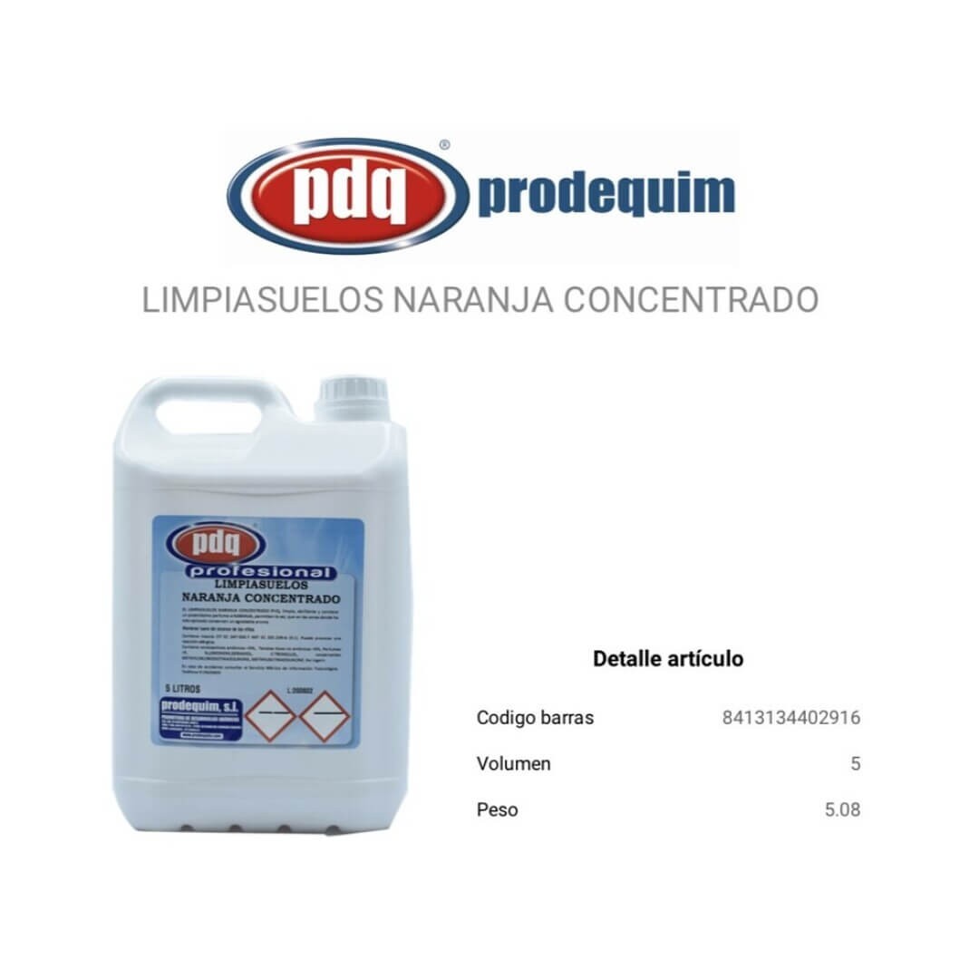 PDQ Limpiasuelos Concentrado Naranja 5 l