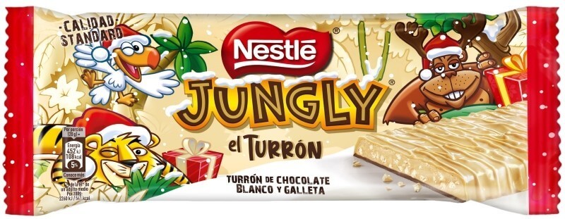 Nestlé Jungly Turrón Chocolate Blanco y Galleta 233G
