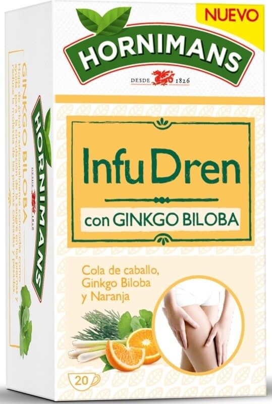 Hornimans InfuDren con Ginkgo Biloba 20 Sobres – Bienestar Natural y Ayuda al Drenaje Corporal