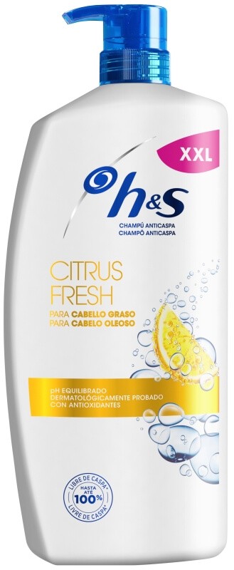 H&S Champú Anticaspa Citrus Fresh XXL 1L – Control de Caspa y Frescor para Cabello Graso