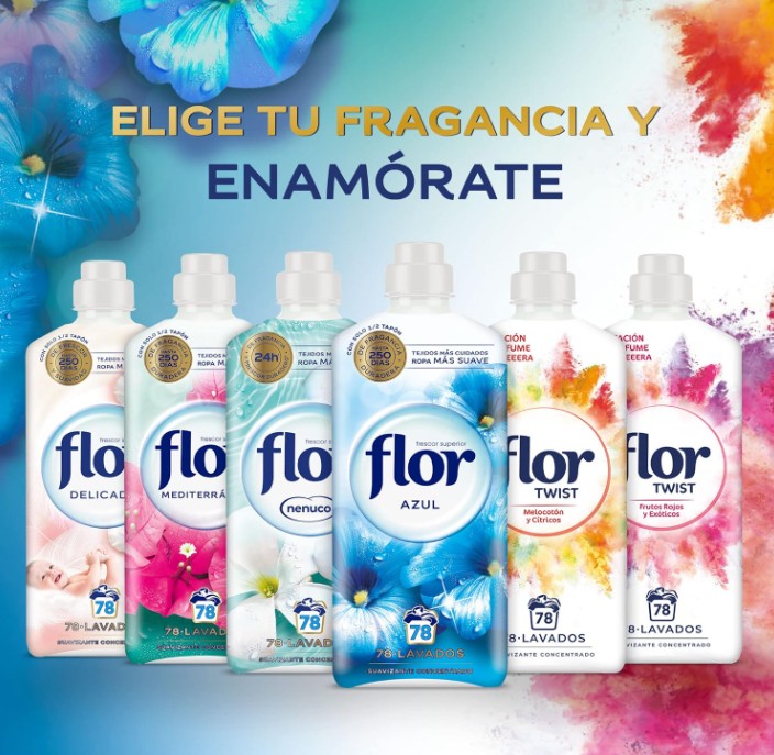 Flor Suavizante Azul Pack de 10 para Ropa 590 Lavados - Frescor y Suavidad en Cada Lavado