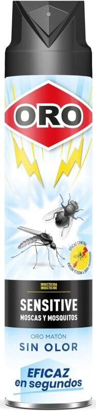 Oro Insecticida Sensitive para Moscas y Mosquitos en Spray Sin Olor 750 ml – Protección Eficaz y Discreta