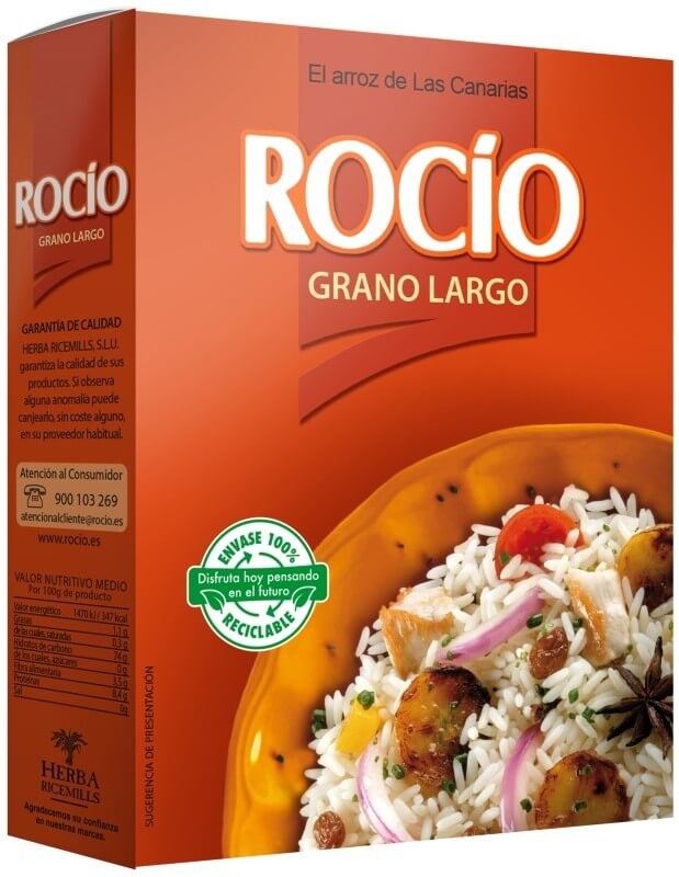 Rocío Arroz Grano Largo Caja Amarilla 500g - Arroz de Calidad Superior para Recetas Saludables y Sabrosas