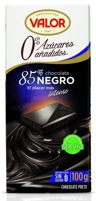 Valor Chocolate Negro 85% 0% Azúcares Añadidos 100 Gr