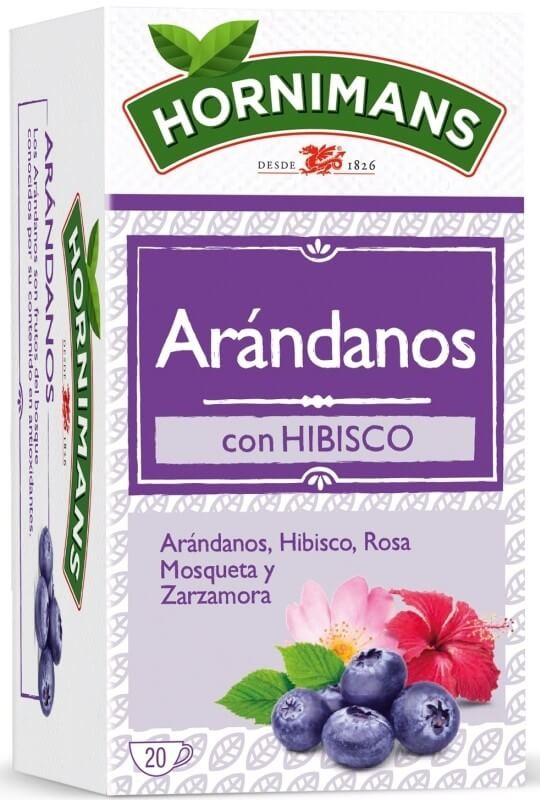 Hornimans Infusión de Arándanos con Hibisco 20 Sobres - Antioxidantes y Sabor Natural en Cada Taza