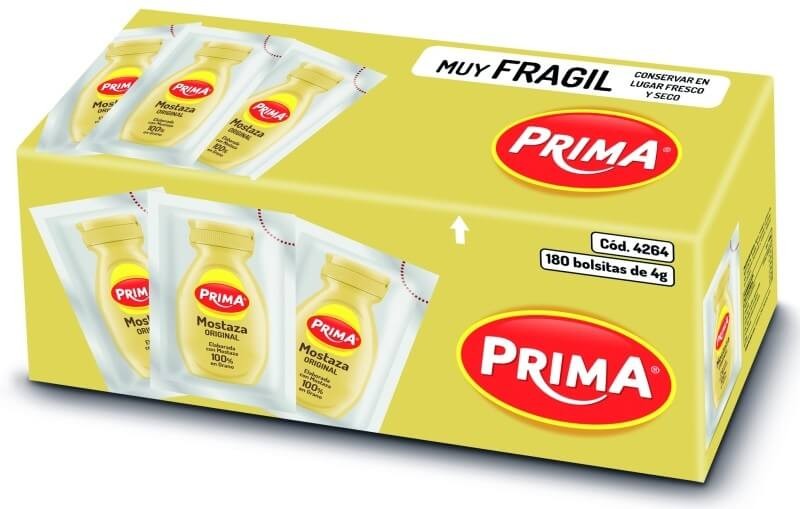Prima Professional Mostaza 4g x 180 Sobres – Sabor Intenso en Formato Práctico para Hostelería y Colectividades