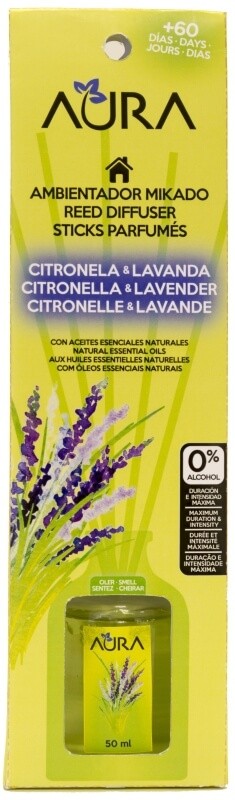 Aura Ambientador Mikado Citronela y Lavanda 50 Ml