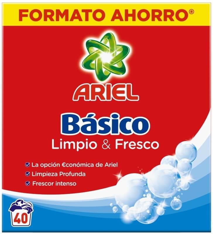 Ariel Maleta Básico Detergente en Polvo 40 Lavados - Limpieza Profunda y Fragancia Duradera
