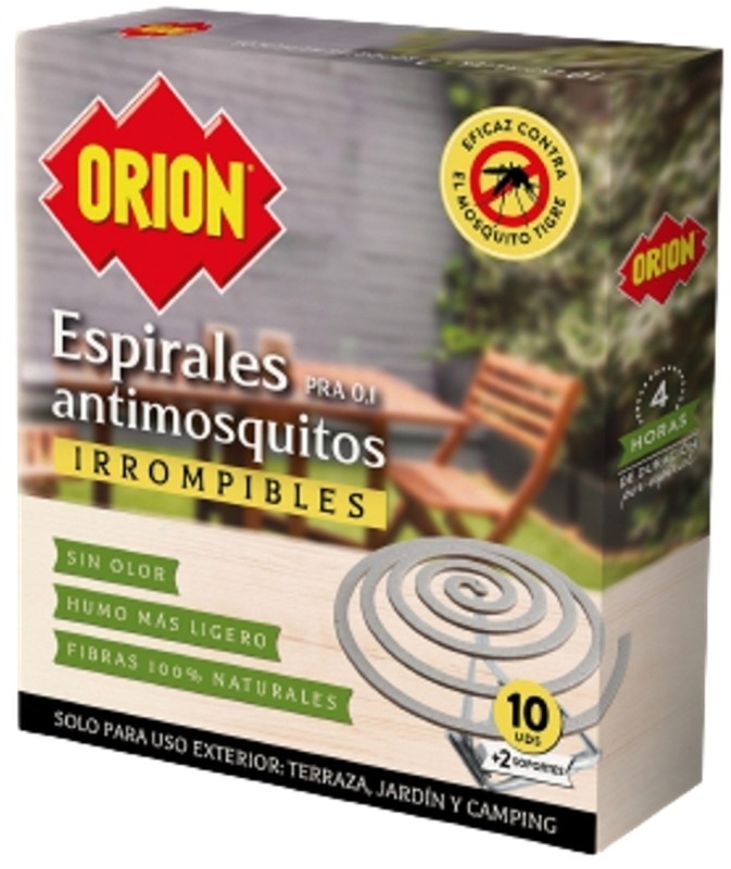 Orion Espirales Antimosquitos Irrompibles 10U – Protección Eficaz en Terraza, Jardín y Camping