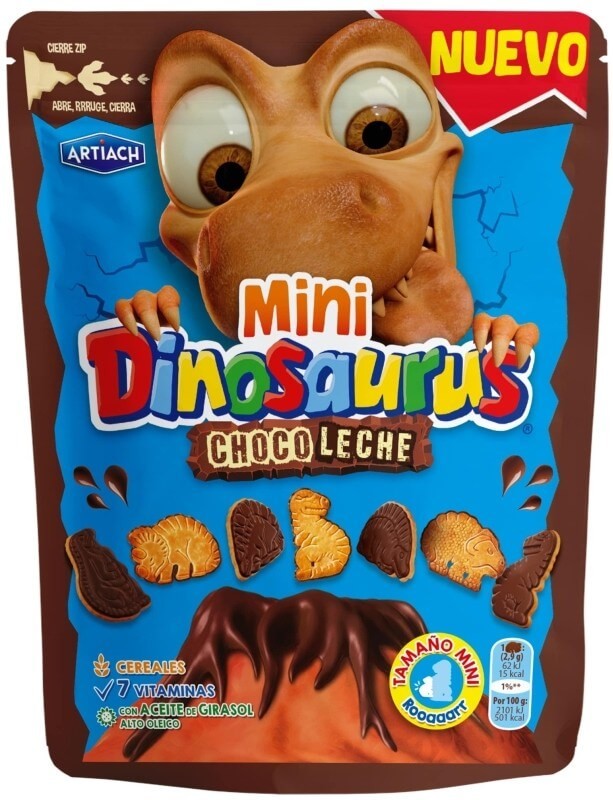Artiach Mini Galletas Dinosaurus Choco Leche 120 g - Diversión y Nutrición en Cada Mordisco