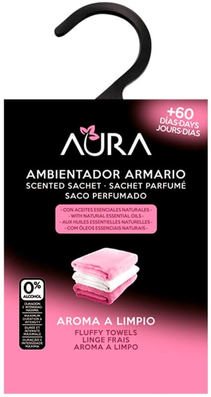 Aura Ambientador de Armario Aroma a Limpio - Frescura Prolongada para tu Ropa y Armarios