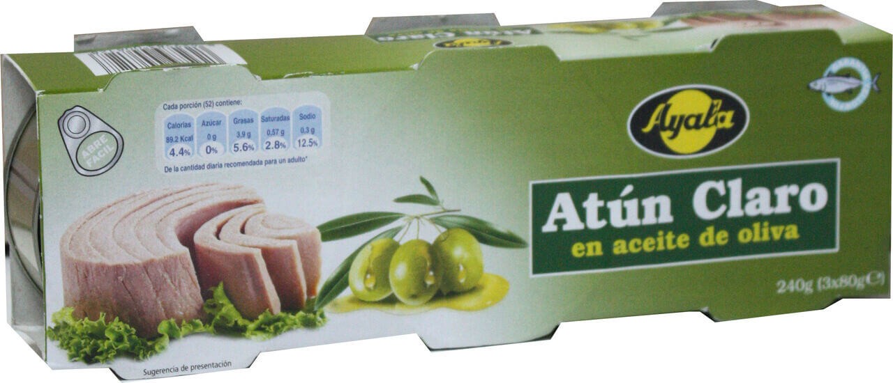 Ayala Atún Claro en Aceite de Oliva 3X52G - Calidad y Sabor Incomparable