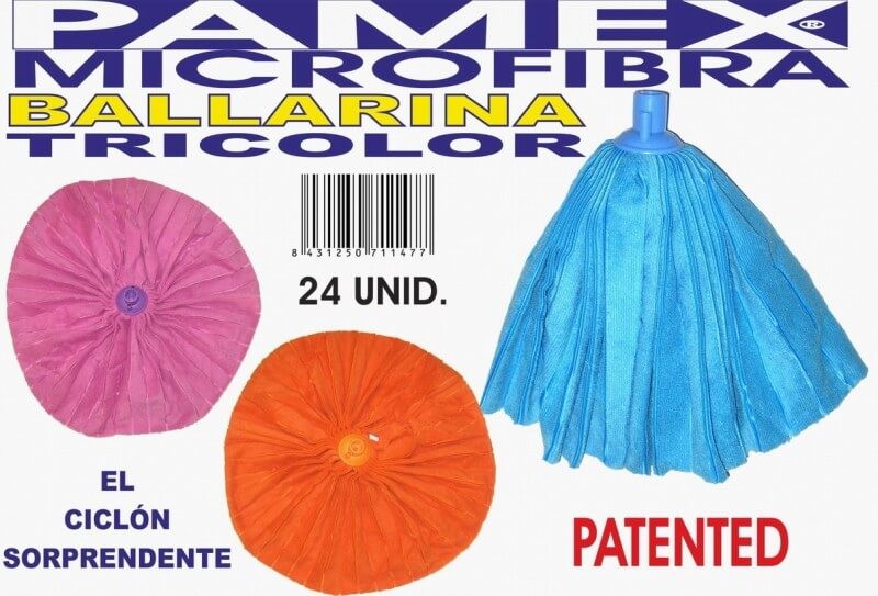 Pamex Fregona Microfibra Ballarina Tricolor 1 Unidad – Color Aleatorio