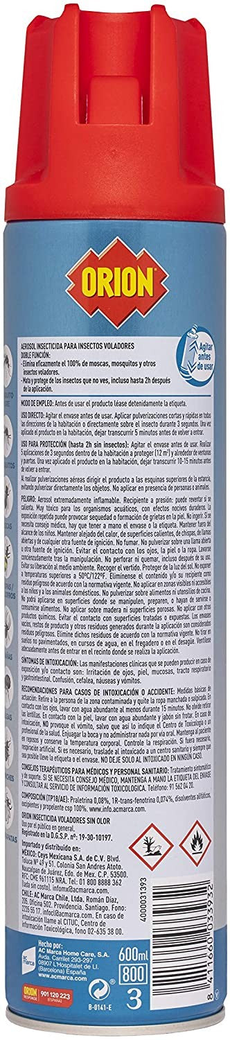 Orion Insecticida Moscas y Mosquitos Sin Olor 600 ml