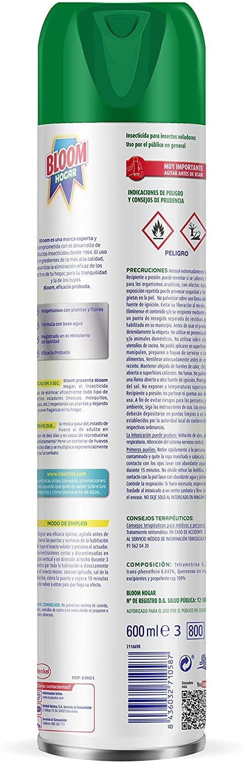 Bloom Hogar Moscas y Mosquitos Spray 600 ml