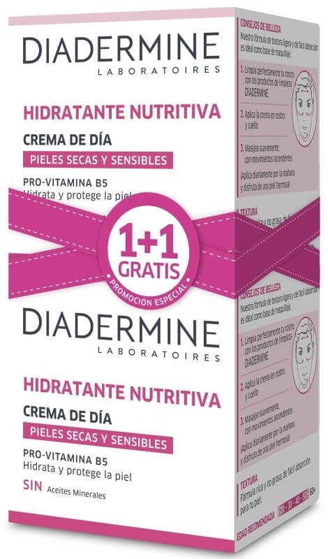 Diadermine Hidratante de Día Vit B5 Pieles Secas y Sensibles 2U x 50G