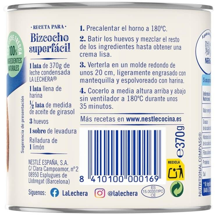 Nestlé La Lechera Leche Condensada Original 370 g - Sabor Dulce y Cremoso para Tus Recetas