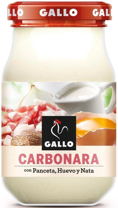 Gallo Salsa Carbonara 330 g – Con Panceta, Huevo y Nata para un Sabor Auténtico