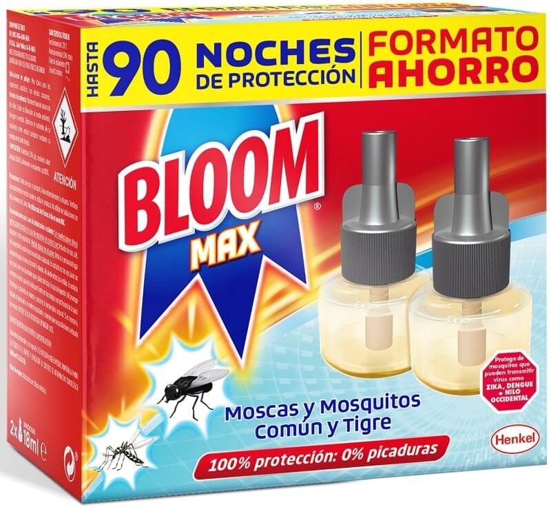 Bloom Max Recambios 90 Noches 2 x 18 ml – Protección Total contra Mosquitos y Moscas