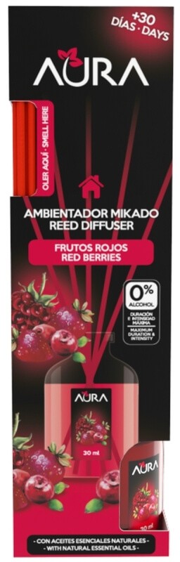 Aura Ambientador Mikado Frutos Rojos 30 ml – Aroma Intenso y Natural que Envuelve tus Espacios