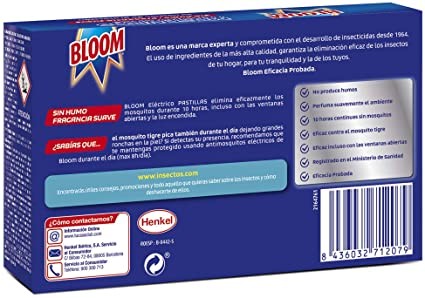 Bloom Pastillas Antimosquitos 30 Noches – Protección Contra Mosquitos Común y Tigre