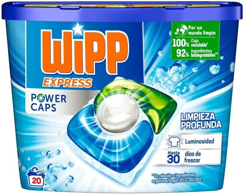 Wipp Express Power Caps Detergente en Cápsulas 20U – Limpieza Profunda y Frescor Duradero Sin Complicaciones