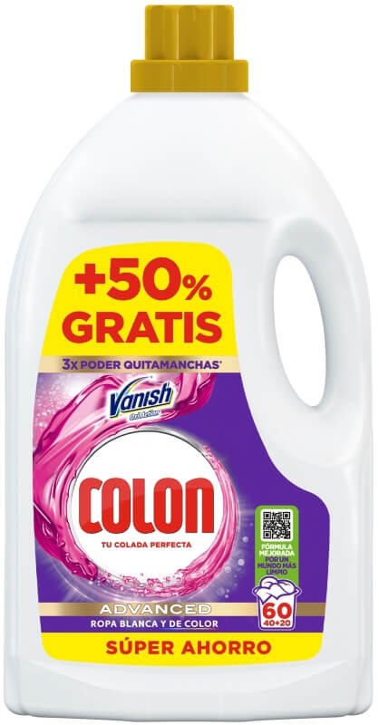 Colon Advanced Detergente Líquido 2,7L 60 Lavados – Limpieza Profunda y Súper Ahorro
