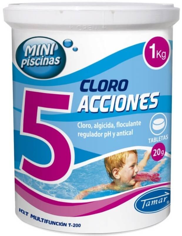 Tamar Cloro 5 Acciones en Tabletas para Mini Piscinas 1 kg – Máxima Protección y Limpieza con una Sola Pastilla