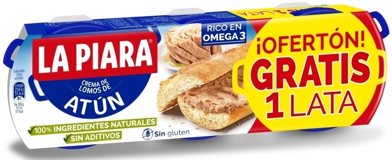 La Piara Paté Atun Pack 2 + 1 x 75G Rico en Omega 3