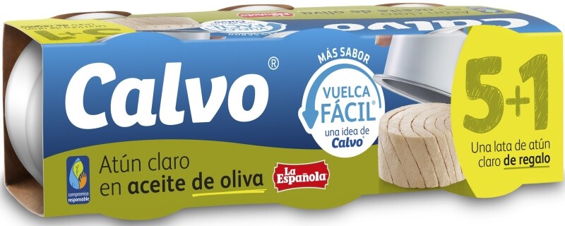 Calvo Atún Claro en Aceite de Oliva Pack 5 + 1 x 65G