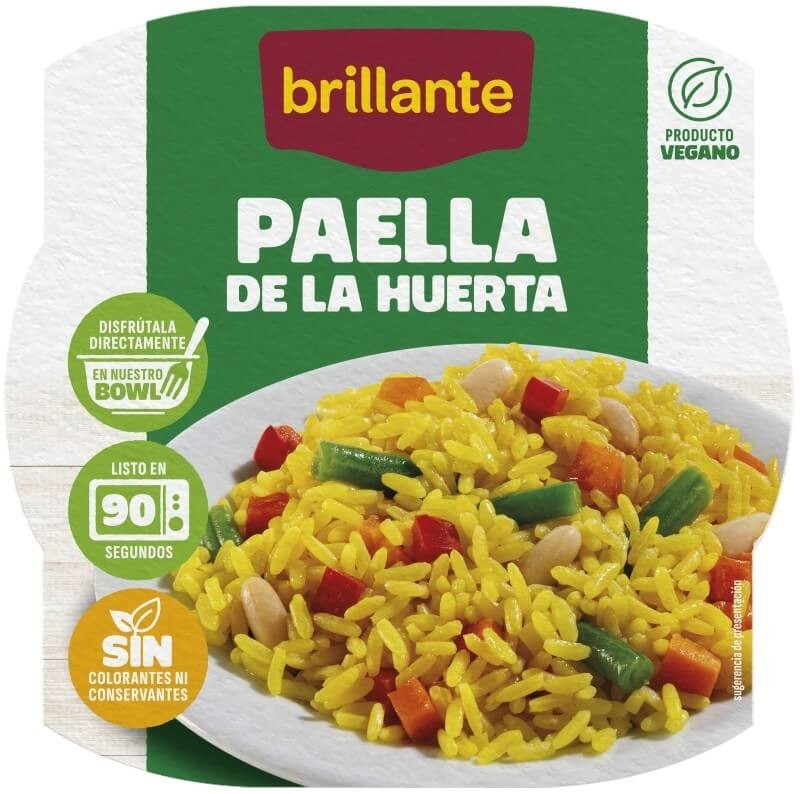 Brillante Paella de la Huerta 250G – El Sabor Tradicional 100% Vegano y Listo en 90 Segundos