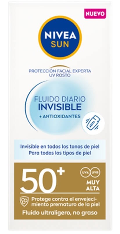 Nivea Sun Protector Facial Fluido Diario Invisible Antioxidantes FPS 50 40 Ml