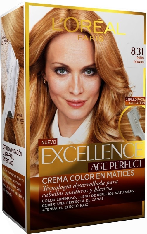 L'Oréal Paris Excellence Age Perfect 8.31 Rubio Dorado Tinte Permanente – Color Luminoso para Cabellos Maduros