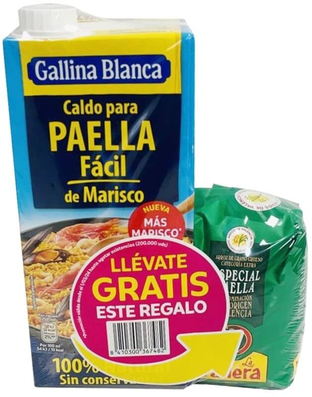 Gallina Blanca Caldo para Paella 1L y Regalo Arroz
