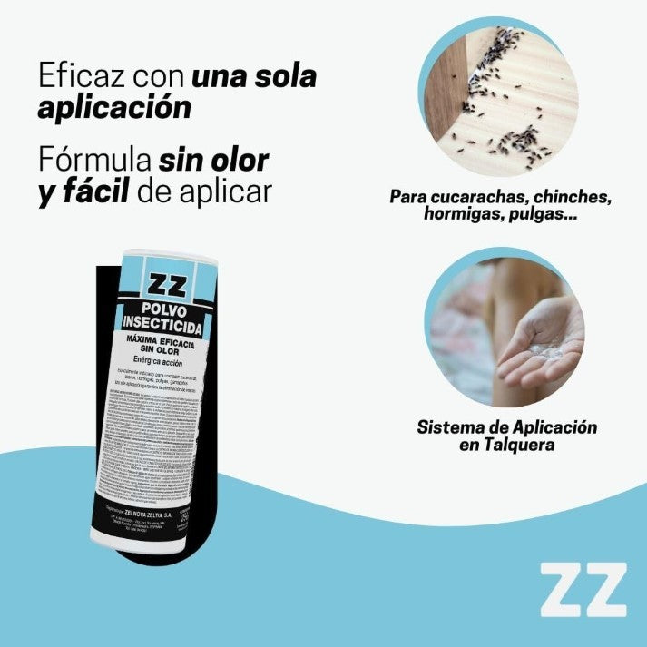 ZZ Polvo Insecticida Sin Olor 250 g – Máxima Eficacia para Eliminar Insectos en el Hogar