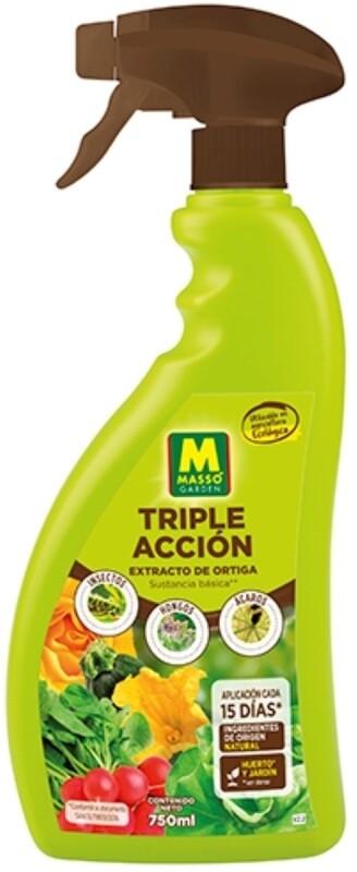 Massó Garden Triple Acción Tratamiento Ecológico 750 ml – Defensa Natural para Huerto y Jardín