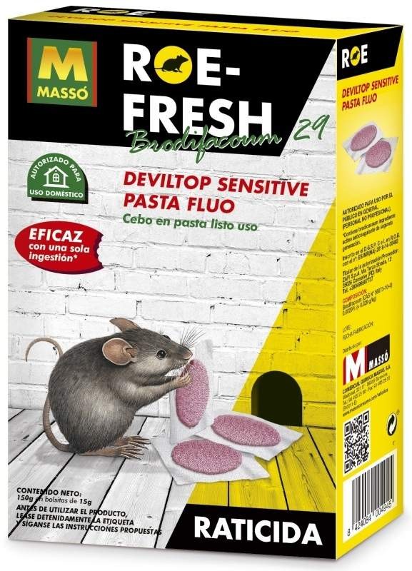 MASSO Roe‑Fresh Raticida Cebo en Pasta 150G – Control rápido y seguro de ratas y ratones en tu hogar