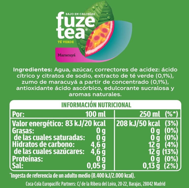 Fuze Tea Té Verde Maracuyá Pack 6 x 1,5L