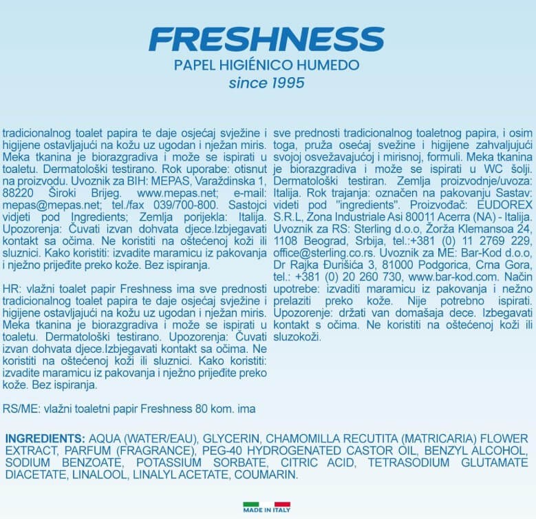 Freshness Papel Higiénico Húmedo con Tapa 80 Uds