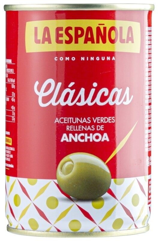 La Española Aceitunas Rellenas De Anchoa 1 Lata Peso Neto 300 Ggr Peso Escurrido 130 gr