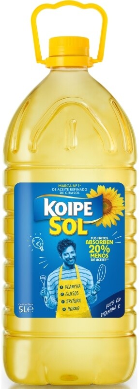 Koipe Sol Aceite de Girasol 5L - Calidad y Versatilidad para tu Cocina