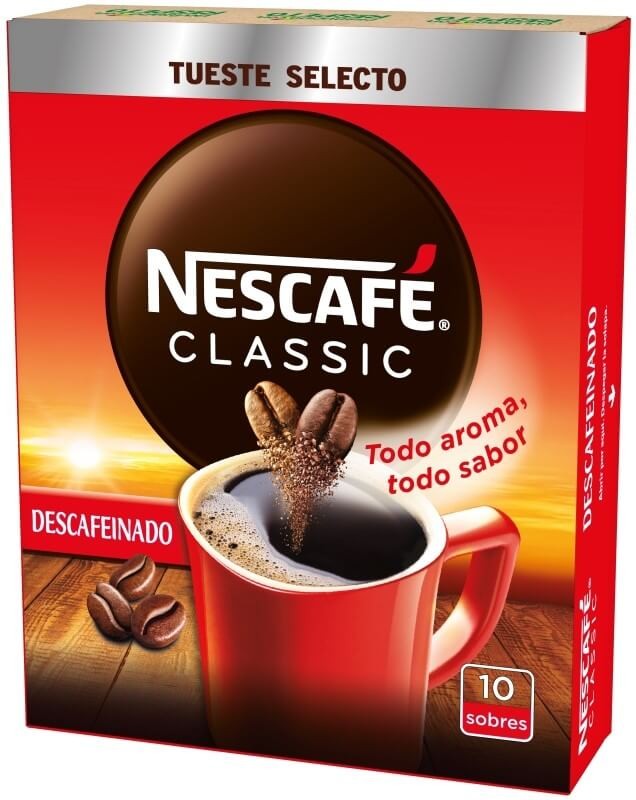 Nescafé Classic Descafeinado 10 Sobres – Todo el Aroma y Sabor del Café, Sin Cafeína
