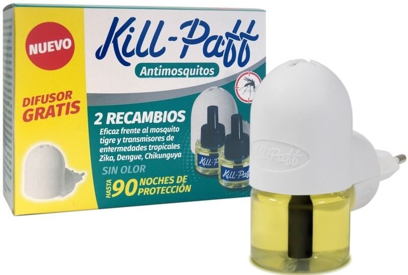Kill-Paff Antimosquitos Difusor + 2 Recambios Sin Olor – Protección Silenciosa y Eficaz Hasta 90 Noches