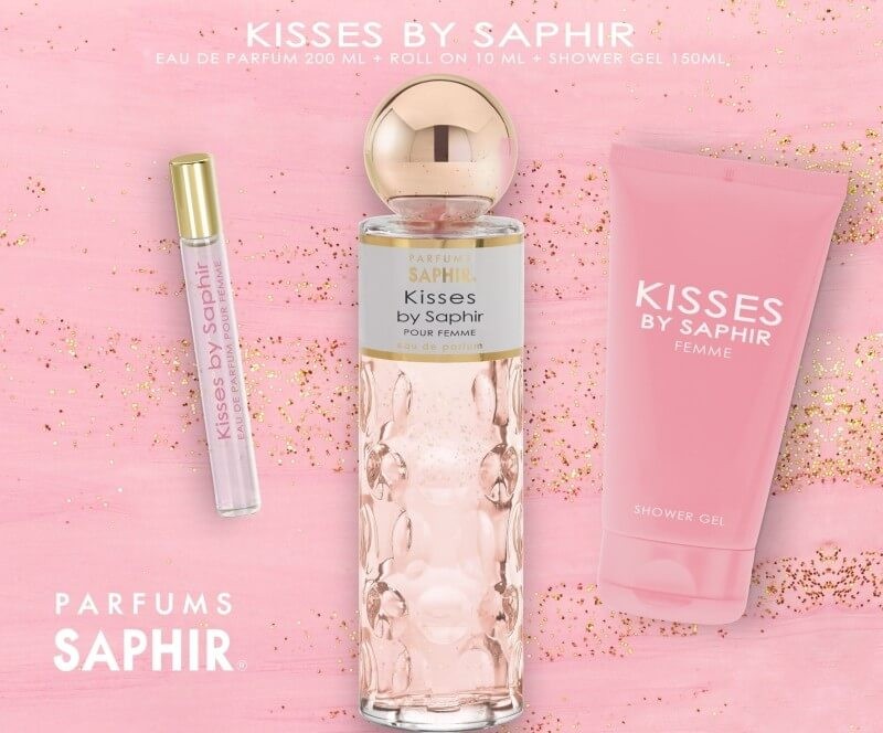 Saphir Estuche Kisses De Saphir Woman Vapo 200 ml + Colonia Roll-On 10 ml + Gel De Baño 150 ml