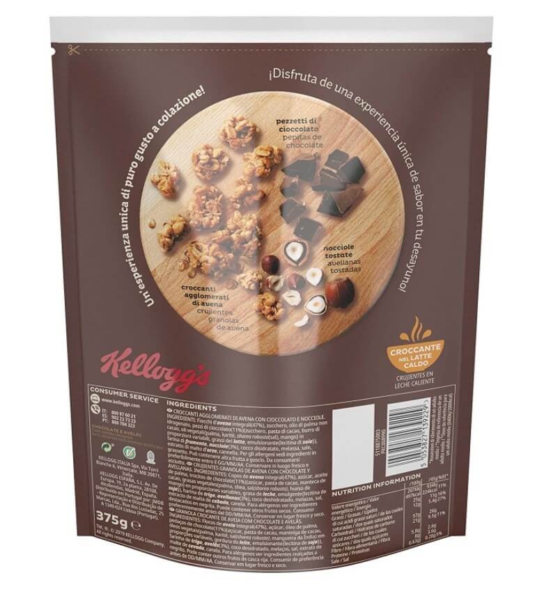 Kellogs Extra Chocolate y Avellanas 375 gr