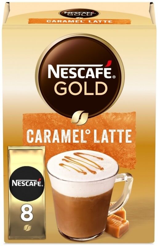 Nescafé Gold Caramel Latte Café Soluble con Leche 8 Sobres – Café Cremoso con Toque de Caramelo
