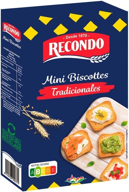 Recondo Mini Biscottes Tradicionales 120 g - Crujientes y Versátiles