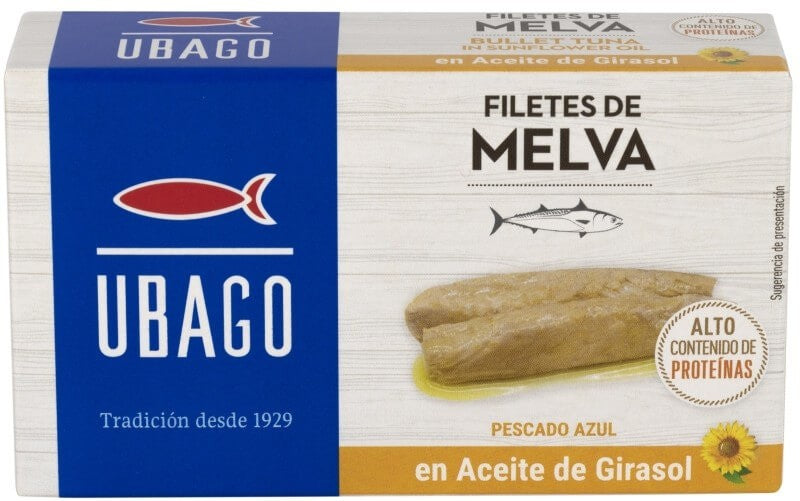 Ubago Filetes de Melva en Aceite de Girasol 115 g - Sabor Tradicional y Alta Calidad Nutricional