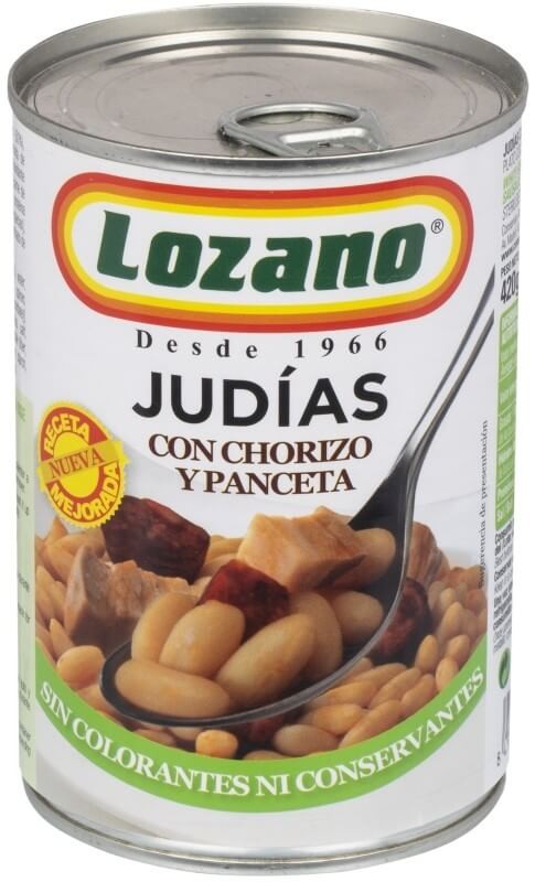 Lozano Judías con Chorizo y Panceta 425g - Sabor Tradicional en Cada Bocado